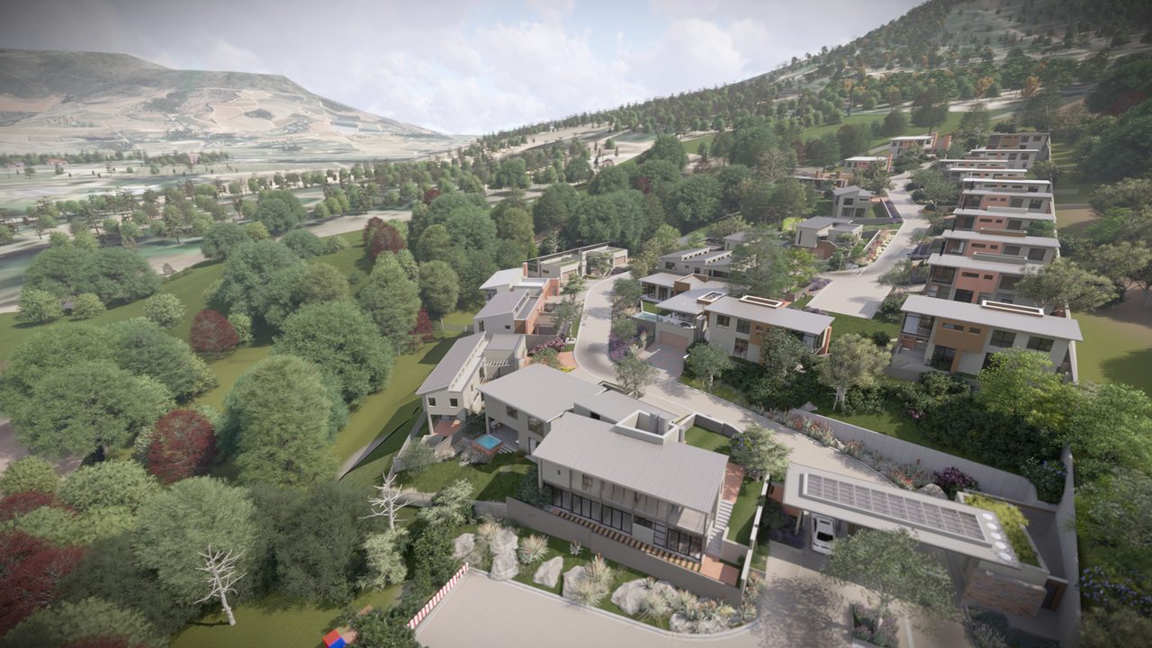 Aerial render of Johannesdal Village
